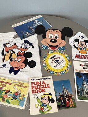 Walt Disney World Eastern Airlines Flight Fun Bag 1980 Vintage 10 pieces